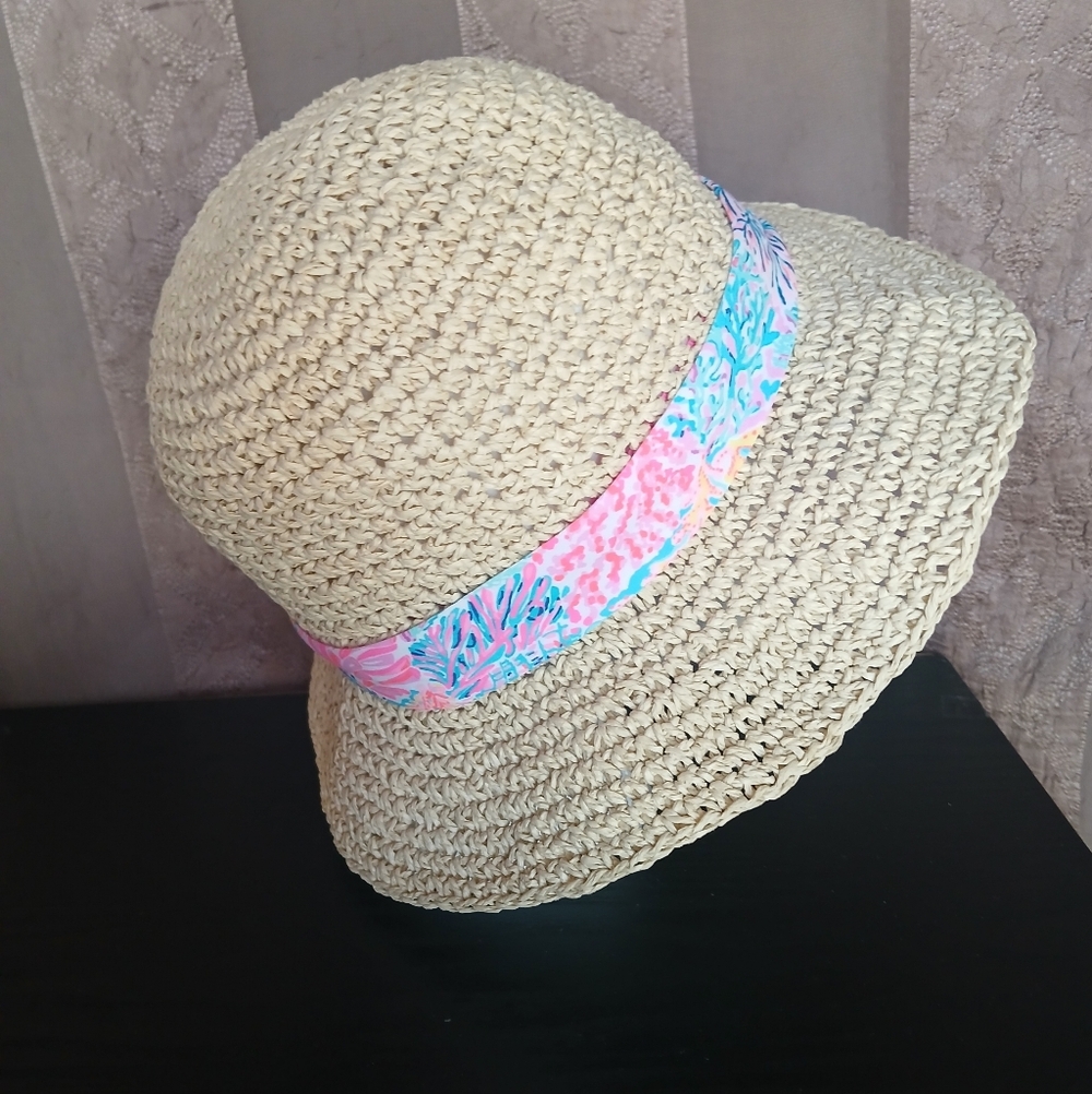 💎 Lilly Pulitzer Tropical Bucket Hat Multi Splash Dance Straw NWOT - Picture 5 of 9
